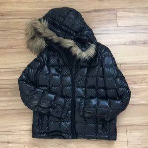 J. Crew shiny black down jacket